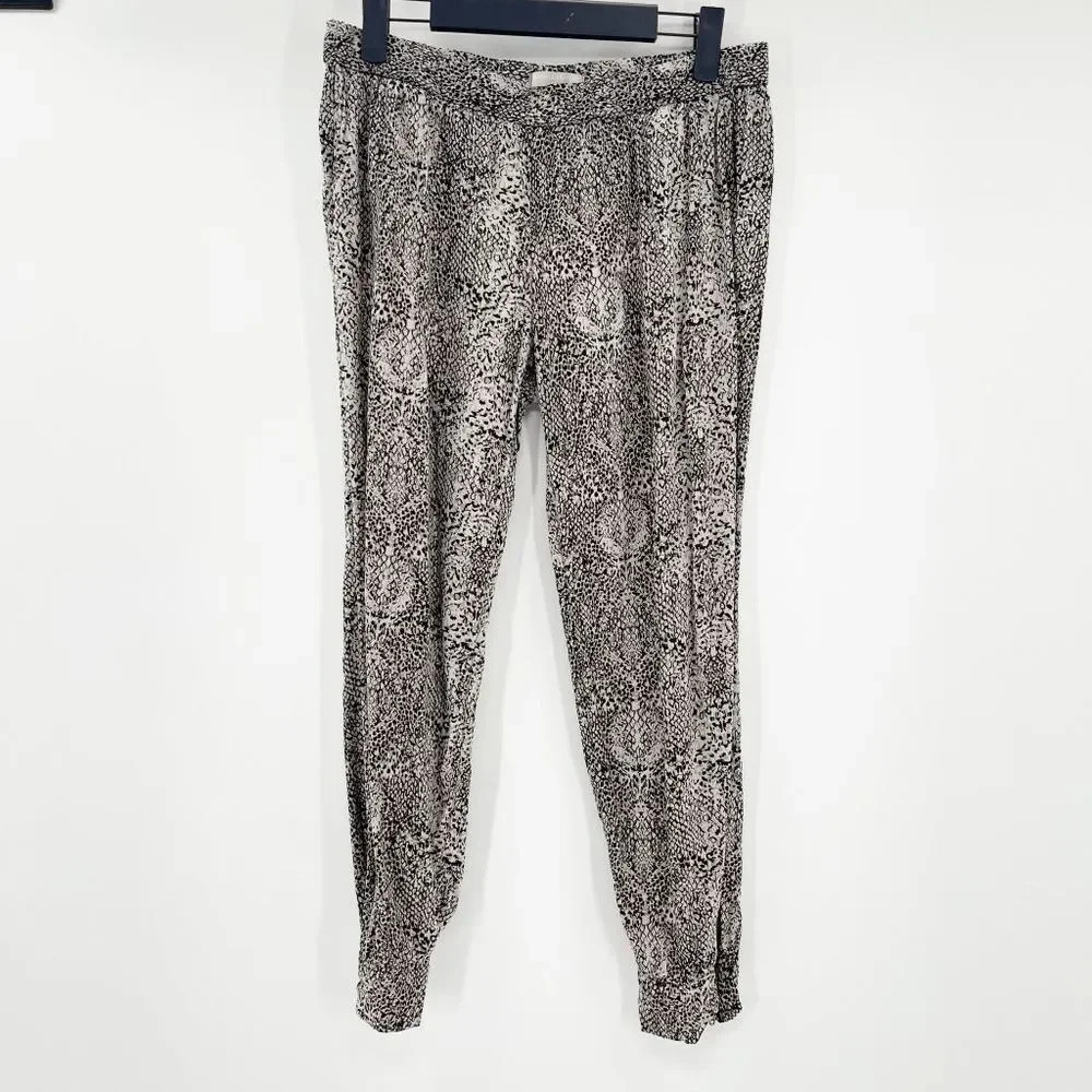 Banana Republic Snake Print Cropped Pants Women's Size XS Black Low Rise Pull On